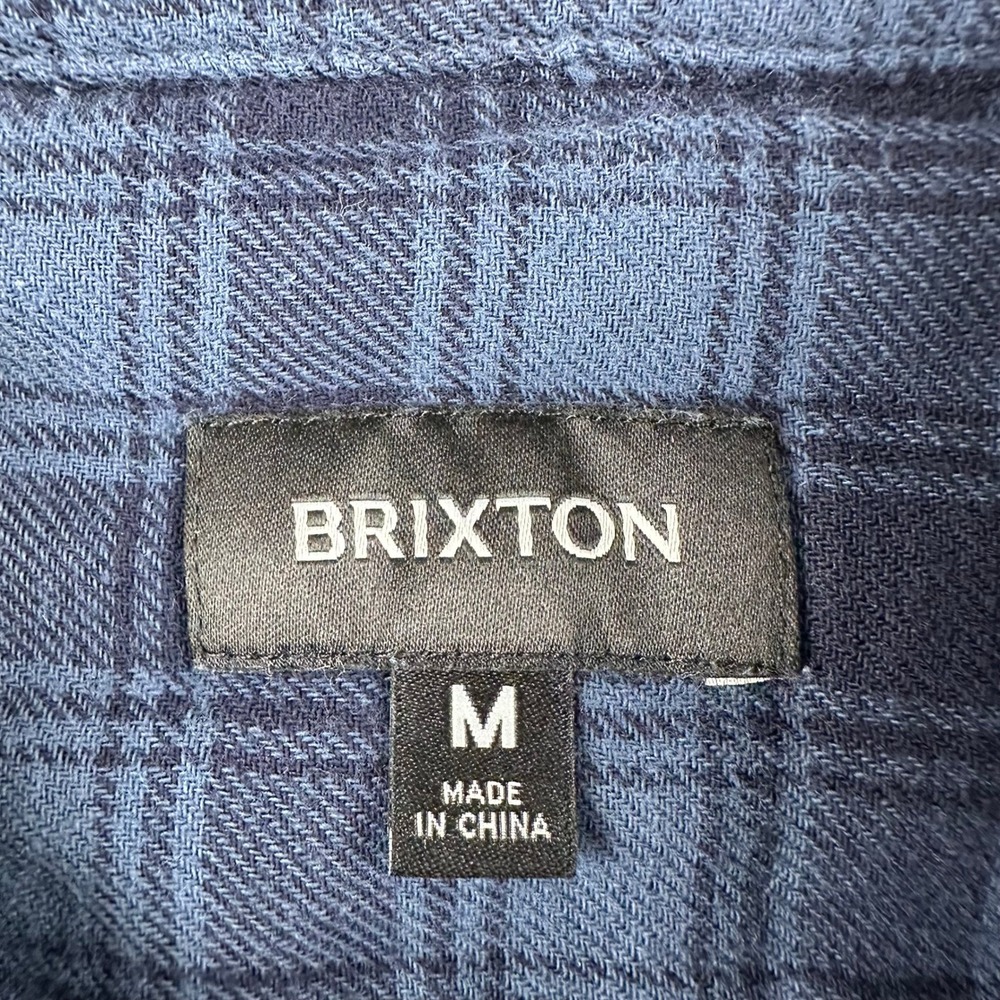 Brixton Flannel Shirt Mens Medium Blue Plaid Long Sleeve Button Down Cotton - Picture 2 of 8